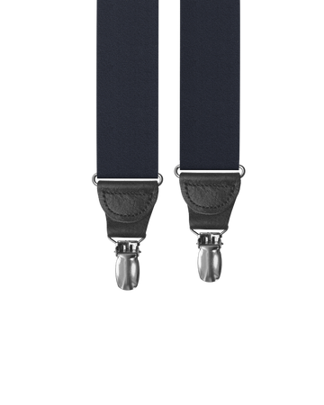 Navy Silk Clip-on Suspenders - KK & Jay Supply Co.