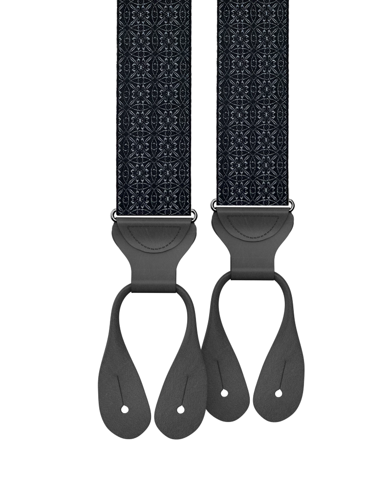 Rosewood Black Silk Suspenders - KK & Jay Supply Co.
