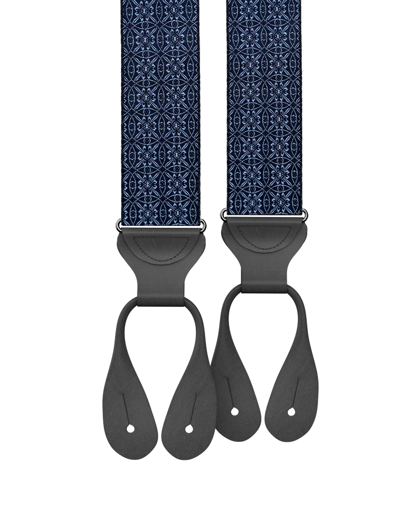 Rosewood Navy Silk Suspenders - KK & Jay Supply Co.