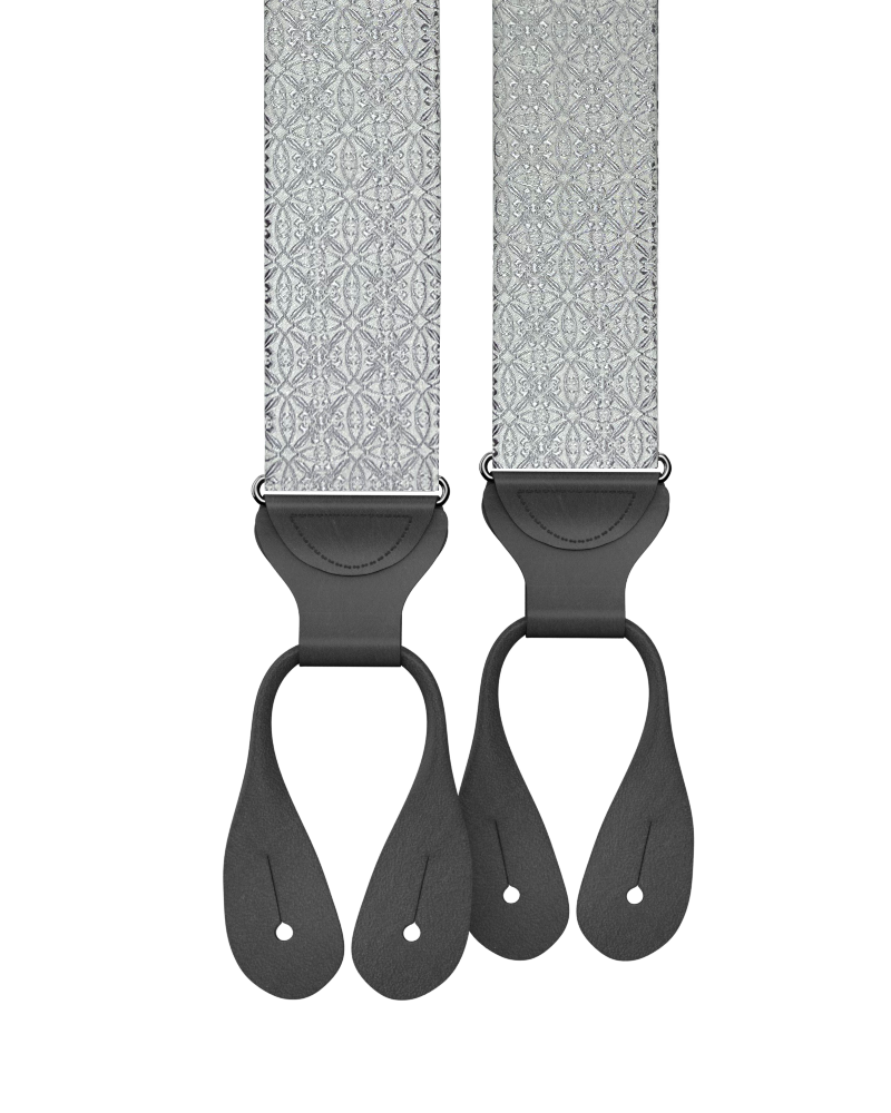 Rosewood Silver Silk Suspenders - KK & Jay Supply Co.