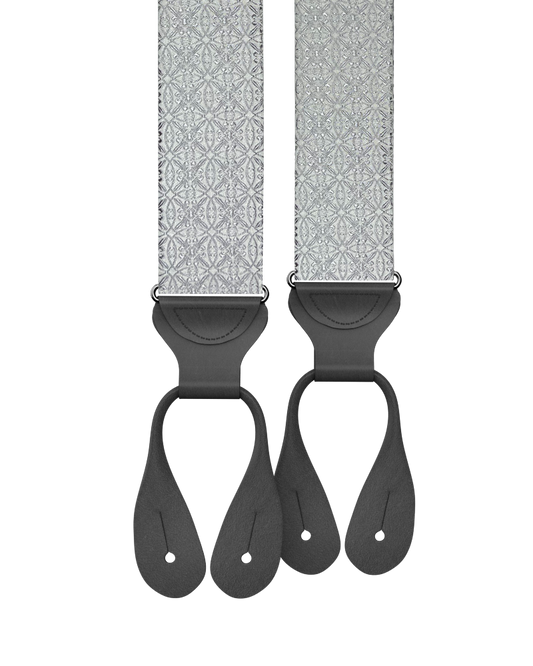 Rosewood Silver Silk Suspenders - KK & Jay Supply Co.