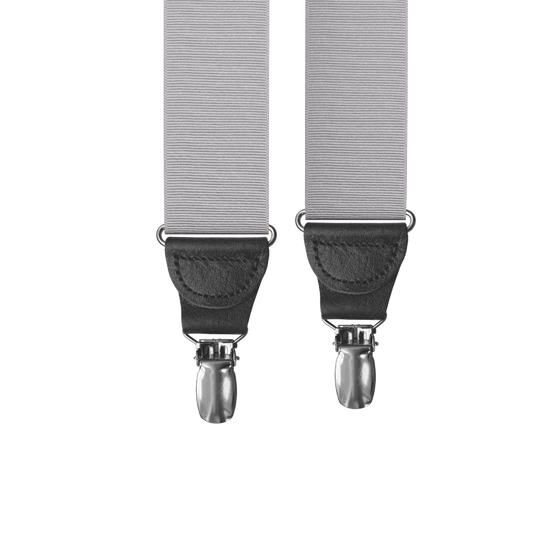 Silver Grosgrain Clip-on Suspenders - KK & Jay Supply Co.