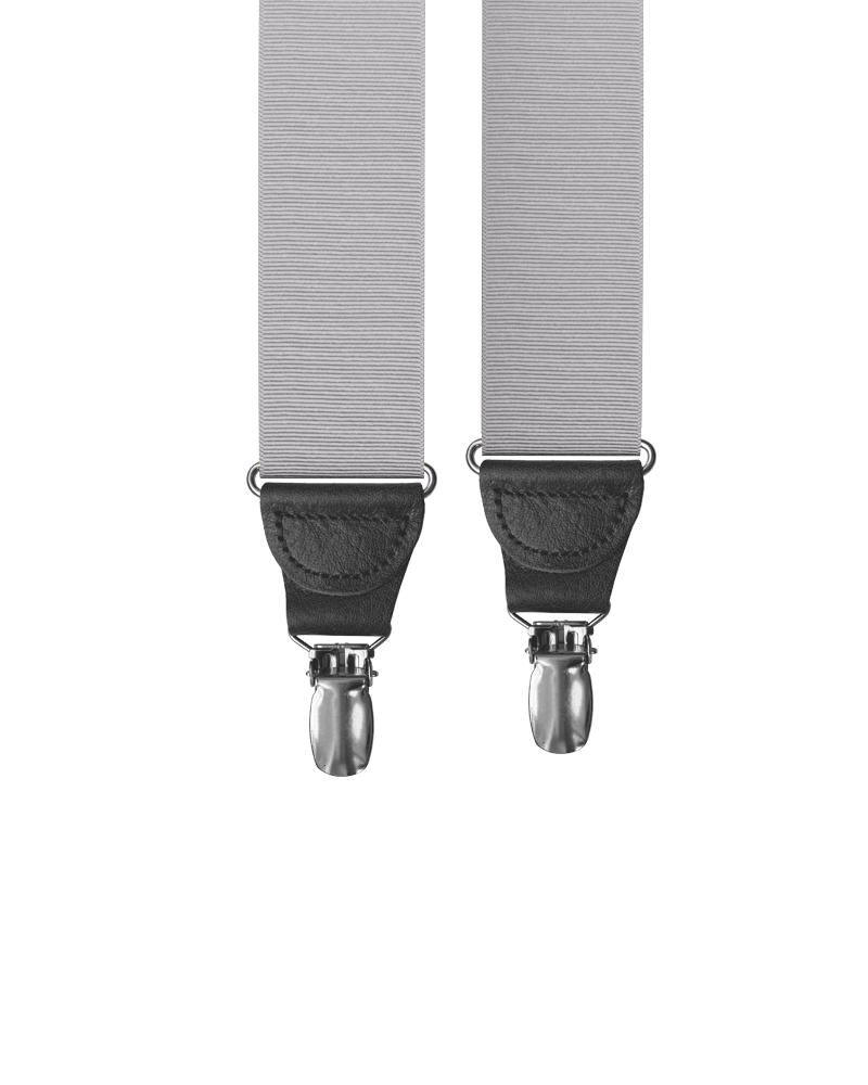 Silver Grosgrain Clip-on Suspenders - KK & Jay Supply Co.