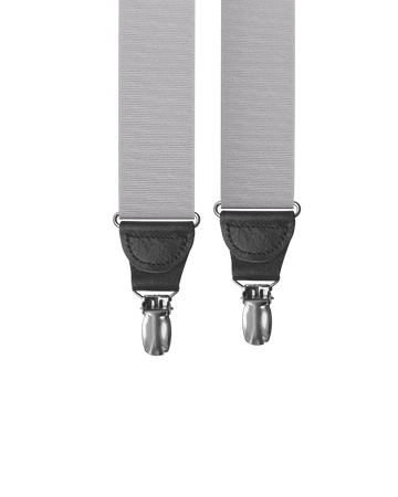 Silver Grosgrain Clip-on Suspenders - KK & Jay Supply Co.