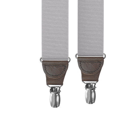 Silver Grosgrain Clip-on Suspenders - KK & Jay Supply Co.