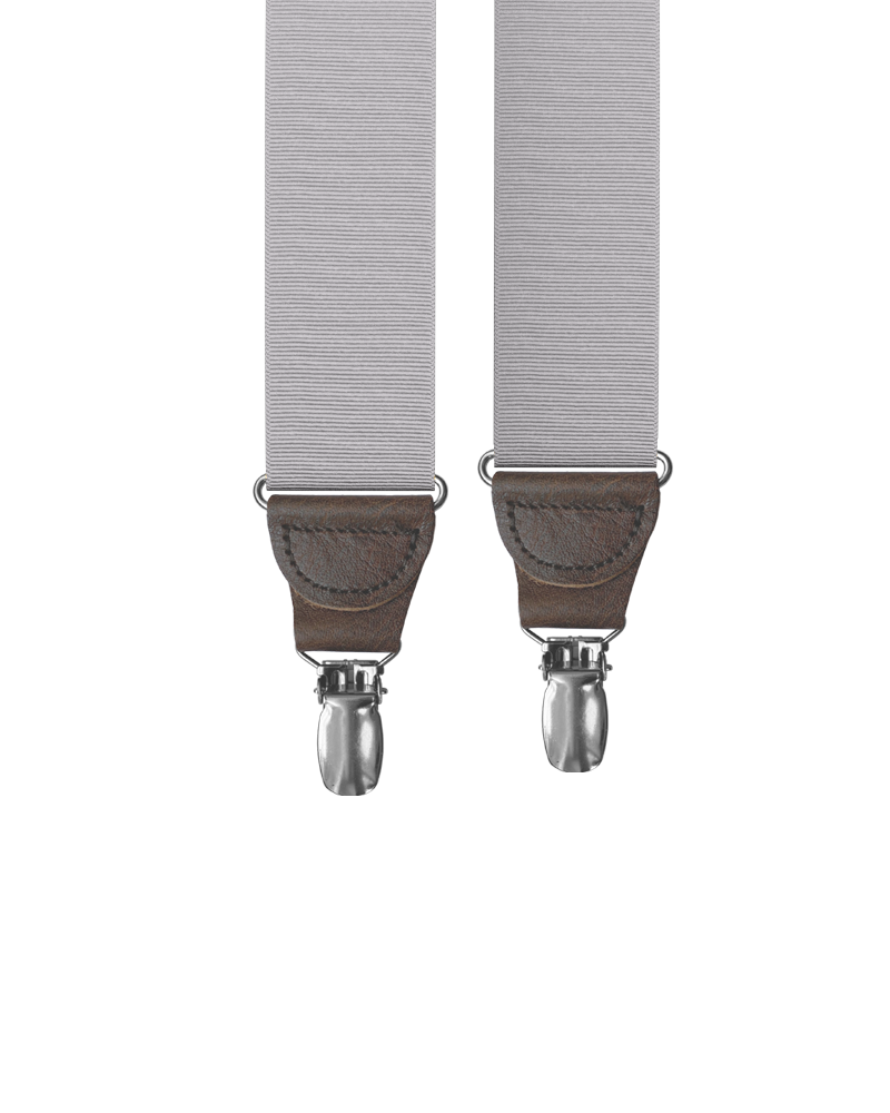 Silver Grosgrain Clip-on Suspenders - KK & Jay Supply Co.