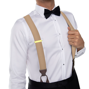 KK & Jay Supply Co.  Solid Silk White Suspenders