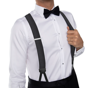 White Silk White Braided End Suspenders