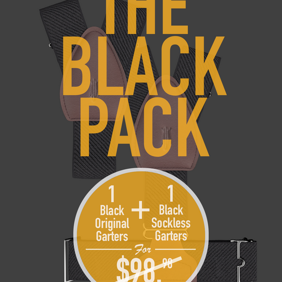 The Black Pack<br>1 Original Garters + 1 Sockless Garters - KK & Jay Supply Co.