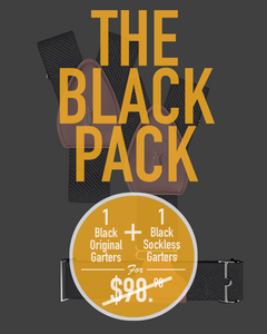 The Black Pack<br>1 Original Garters + 1 Sockless Garters - KK & Jay Supply Co.