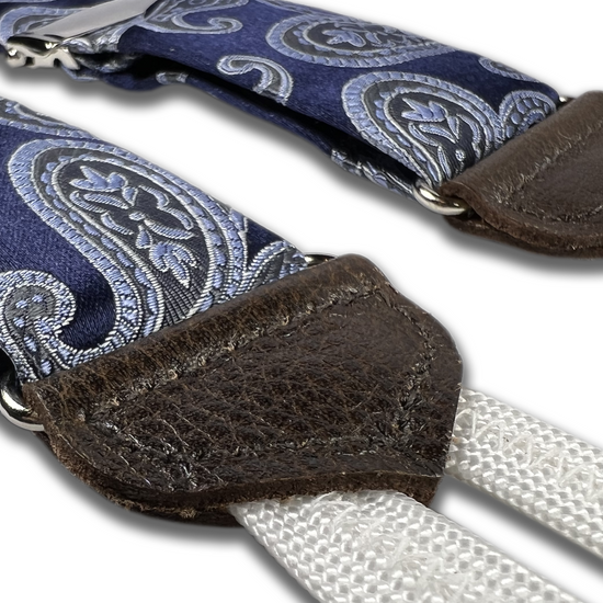 Limited Edition<br>Charlotte Navy Paisley Silk Suspenders - KK & Jay Supply Co.