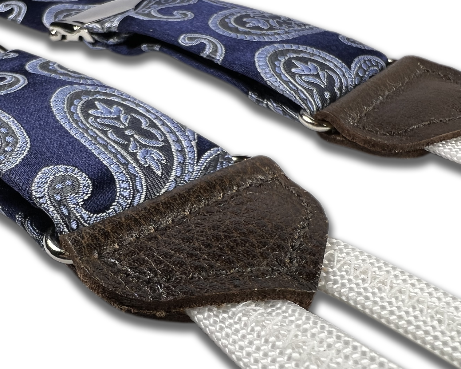 Limited Edition<br>Charlotte Navy Paisley Silk Suspenders - KK & Jay Supply Co.