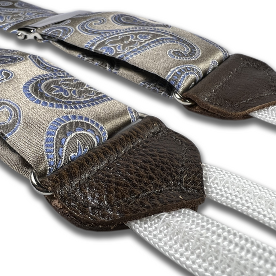 Limited Edition<br>Charlotte Champagne Paisley Silk Suspenders - KK & Jay Supply Co.