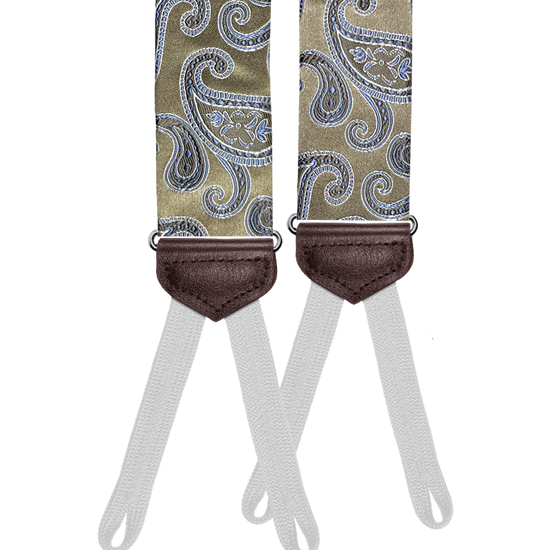 Limited Edition<br>Charlotte Champagne Paisley Silk Suspenders - KK & Jay Supply Co.