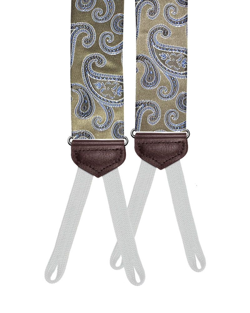 Limited Edition<br>Charlotte Champagne Paisley Silk Suspenders - KK & Jay Supply Co.