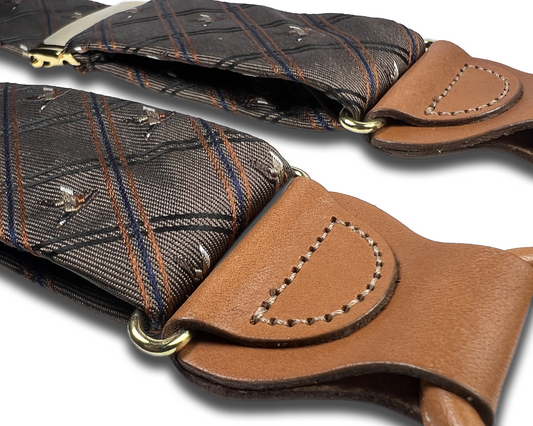 Limited Edition<br>Gillespi Silk Suspenders - Brown - KK & Jay Supply Co.