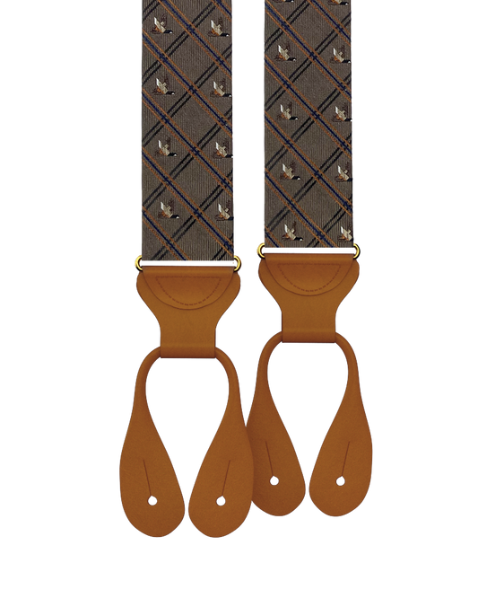 Limited Edition<br>Gillespi Silk Suspenders - Brown - KK & Jay Supply Co.