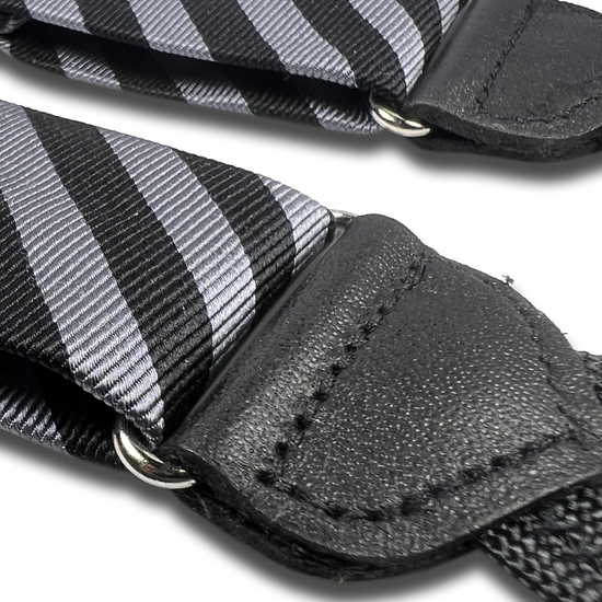 Limited Edition<br>Hudson Stripe Black/Grey Suspenders - KK & Jay Supply Co.