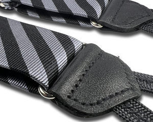 Limited Edition<br>Hudson Stripe Black/Grey Suspenders - KK & Jay Supply Co.