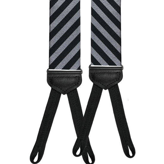 Limited Edition<br>Hudson Stripe Black/Grey Suspenders - KK & Jay Supply Co.