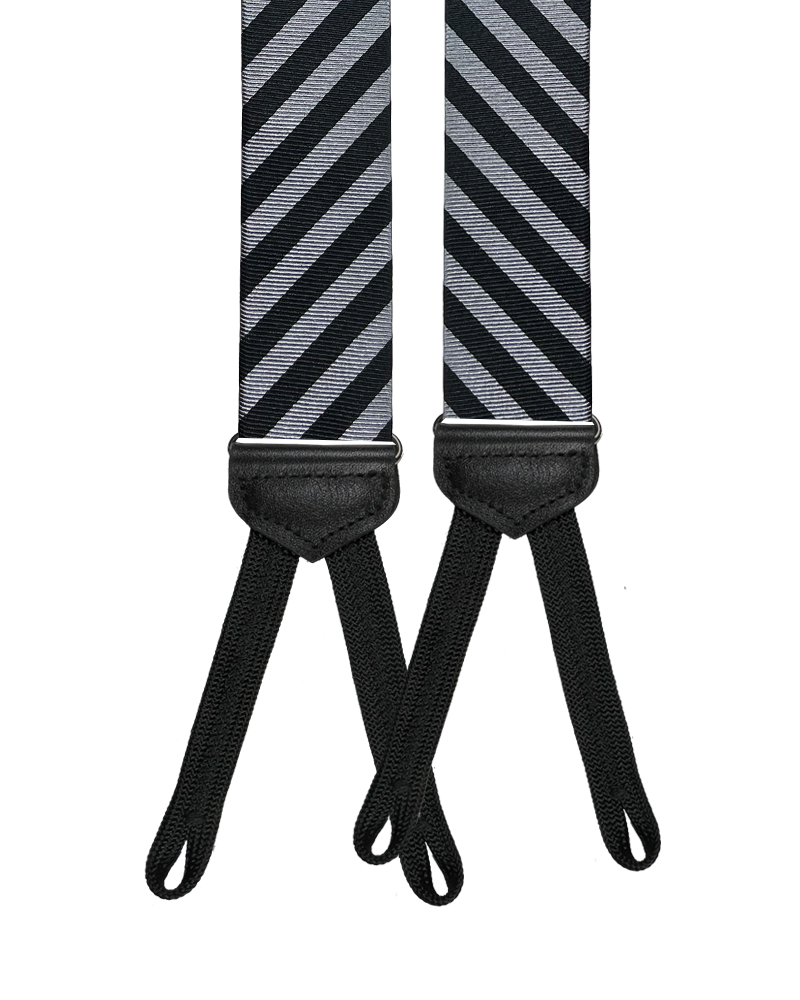 Limited Edition<br>Hudson Stripe Black/Grey Suspenders - KK & Jay Supply Co.