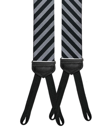 Limited Edition<br>Hudson Stripe Black/Grey Suspenders - KK & Jay Supply Co.