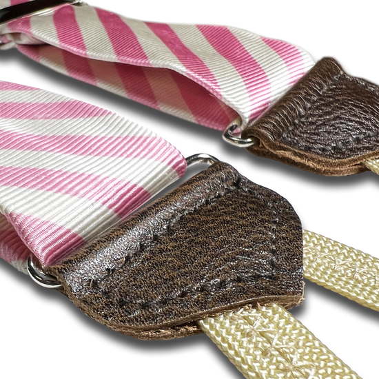 Limited Edition<br>Hudson Stripe Pink/Ivory Suspenders - KK & Jay Supply Co.