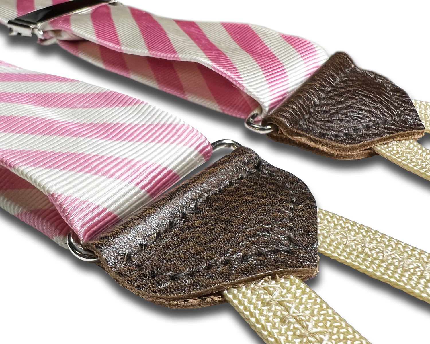 Limited Edition<br>Hudson Stripe Pink/Ivory Suspenders - KK & Jay Supply Co.