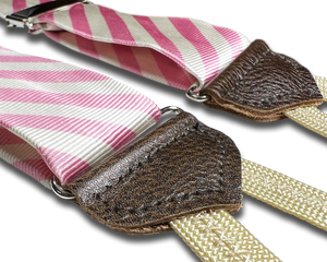 Limited Edition<br>Hudson Stripe Pink/Ivory Suspenders - KK & Jay Supply Co.