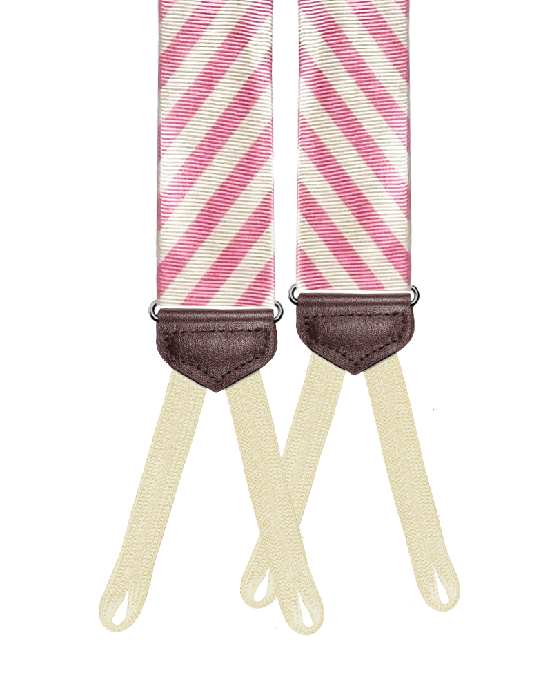 Limited Edition<br>Hudson Stripe Pink/Ivory Suspenders - KK & Jay Supply Co.