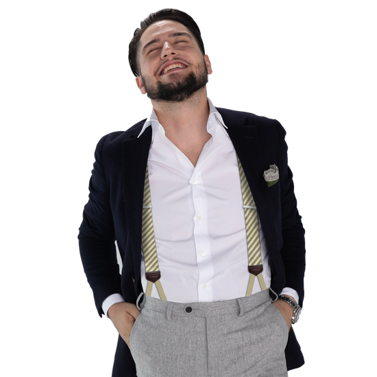 Limited Edition<br>Hudson Stripe Sage/Ivory Suspenders - KK & Jay Supply Co.