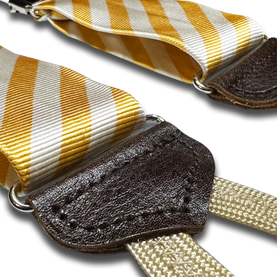 Limited Edition<br>Hudson Stripe Yellow/Ivory Suspenders - KK & Jay Supply Co.