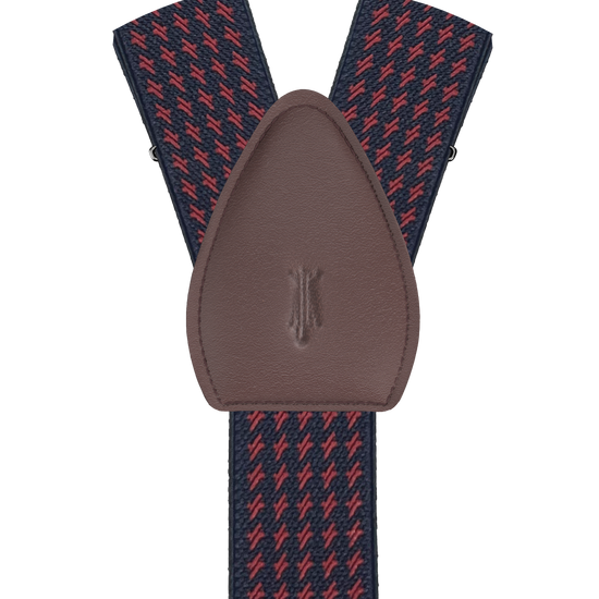 Newbold Houndstooth Navy/Red Shirttail Garters - KK & Jay Supply Co.