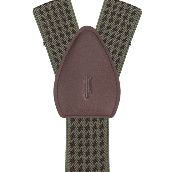 Newbold Houndstooth Olive/Maroon Shirttail Garters - KK & Jay Supply Co.