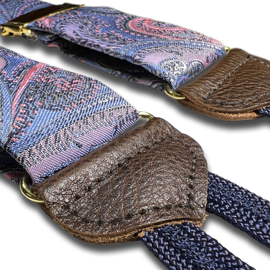 Limited Edition<br>Rockland Pink Paisley Silk Suspenders - KK & Jay Supply Co.