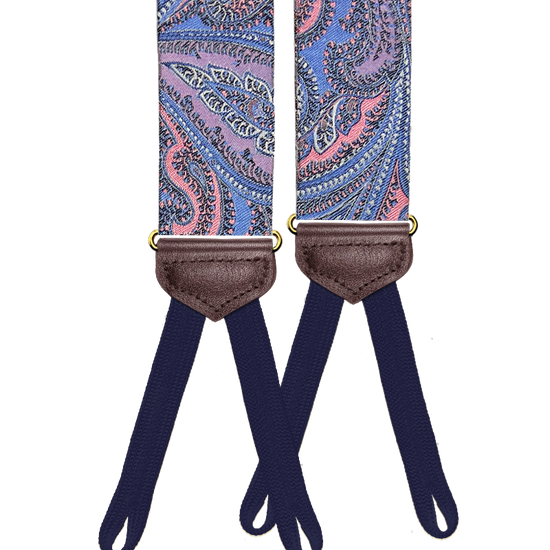 Limited Edition<br>Rockland Pink Paisley Silk Suspenders - KK & Jay Supply Co.