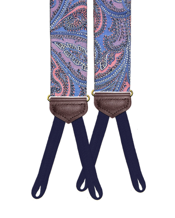 Limited Edition<br>Rockland Pink Paisley Silk Suspenders - KK & Jay Supply Co.
