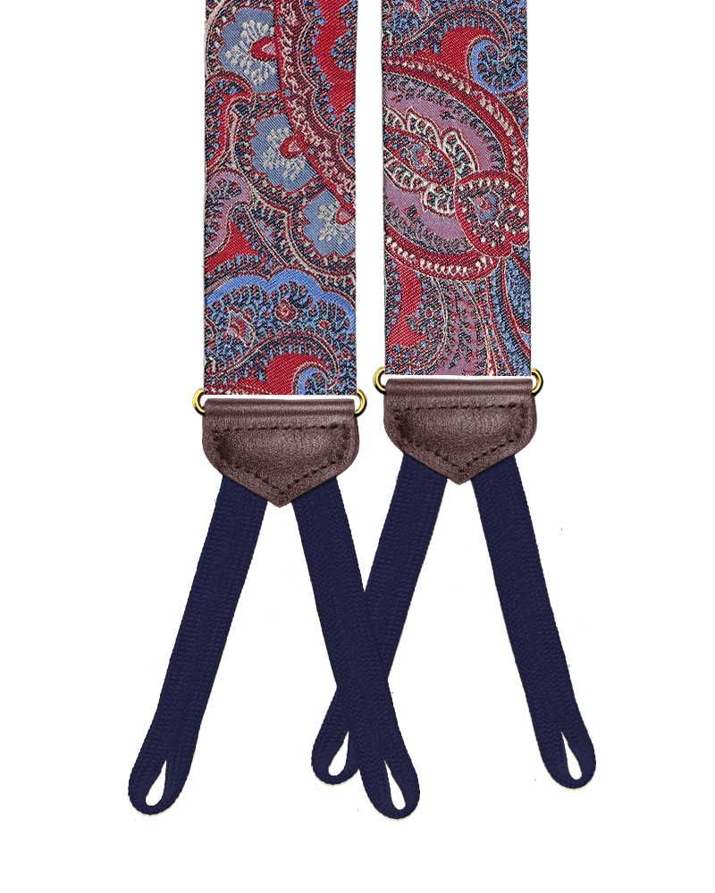 Limited Edition<br>Rockland Red Paisley Silk Suspenders - KK & Jay Supply Co.