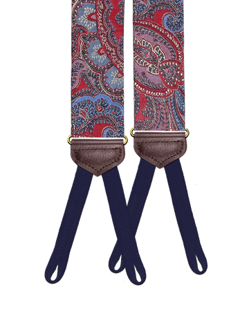 Limited Edition<br>Rockland Red Paisley Silk Suspenders - KK & Jay Supply Co.