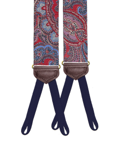 Limited Edition<br>Rockland Red Paisley Silk Suspenders - KK & Jay Supply Co.