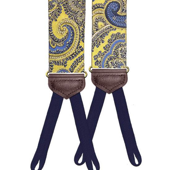 Limited Edition<br>Rockland Yellow Paisley Silk Suspenders - KK & Jay Supply Co.