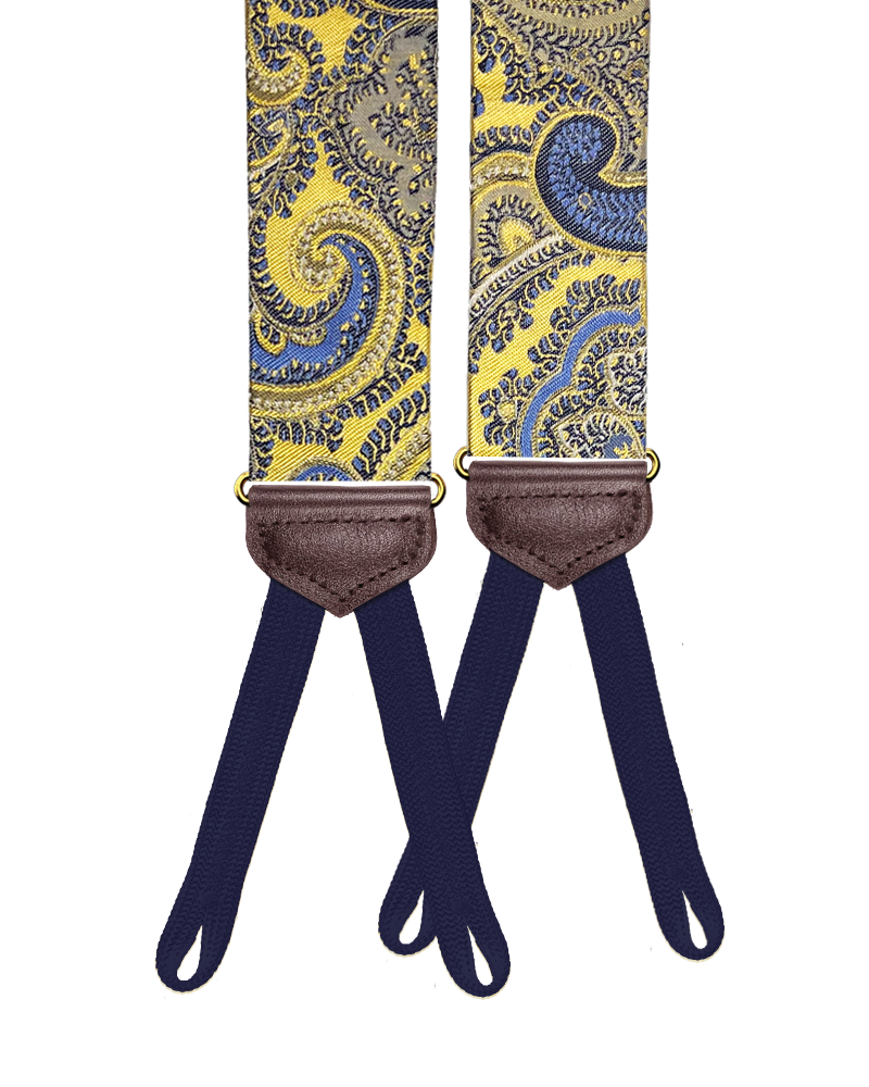 Limited Edition<br>Rockland Yellow Paisley Silk Suspenders - KK & Jay Supply Co.