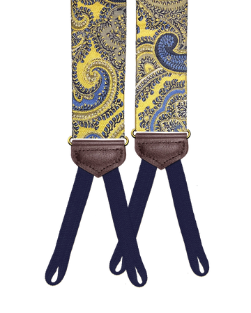 Limited Edition<br>Rockland Yellow Paisley Silk Suspenders - KK & Jay Supply Co.