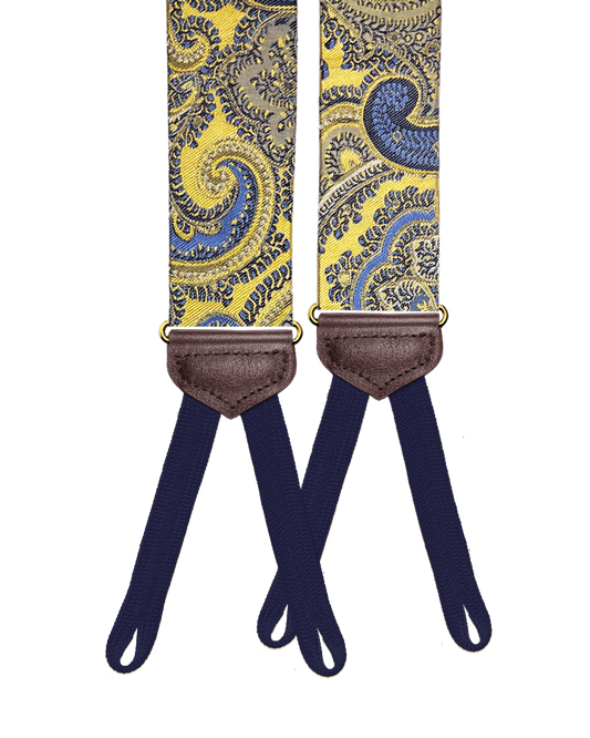 Limited Edition<br>Rockland Yellow Paisley Silk Suspenders - KK & Jay Supply Co.