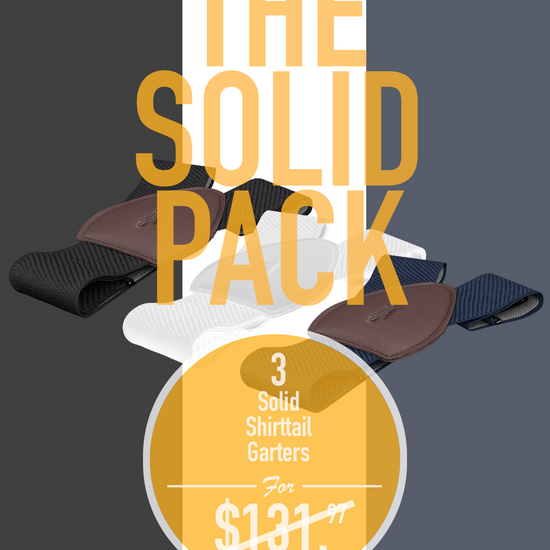 The Solid Pack<br>3 Solid Shirttail Garters - KK & Jay Supply Co.