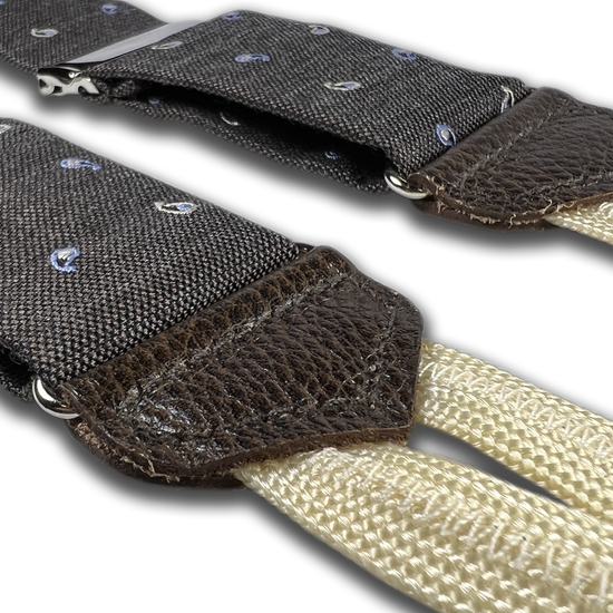 Limited Edition<br>Wadhams Paisley Spot Silk Suspenders - Brown - KK & Jay Supply Co.