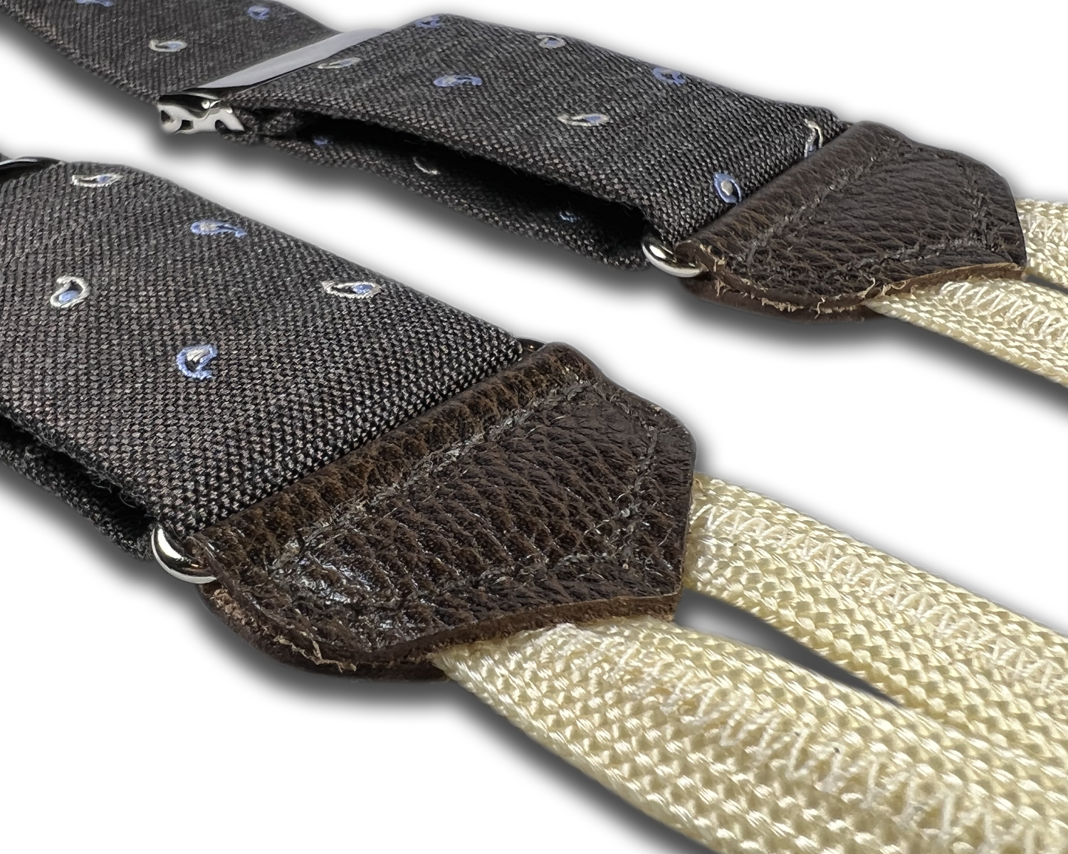 Limited Edition<br>Wadhams Paisley Spot Silk Suspenders - Brown - KK & Jay Supply Co.
