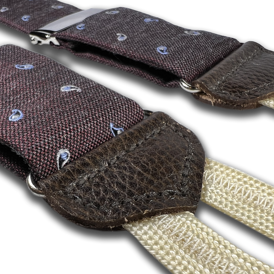 Limited Edition<br>Wadhams Paisley Spot Silk Suspenders - Maroon - KK & Jay Supply Co.
