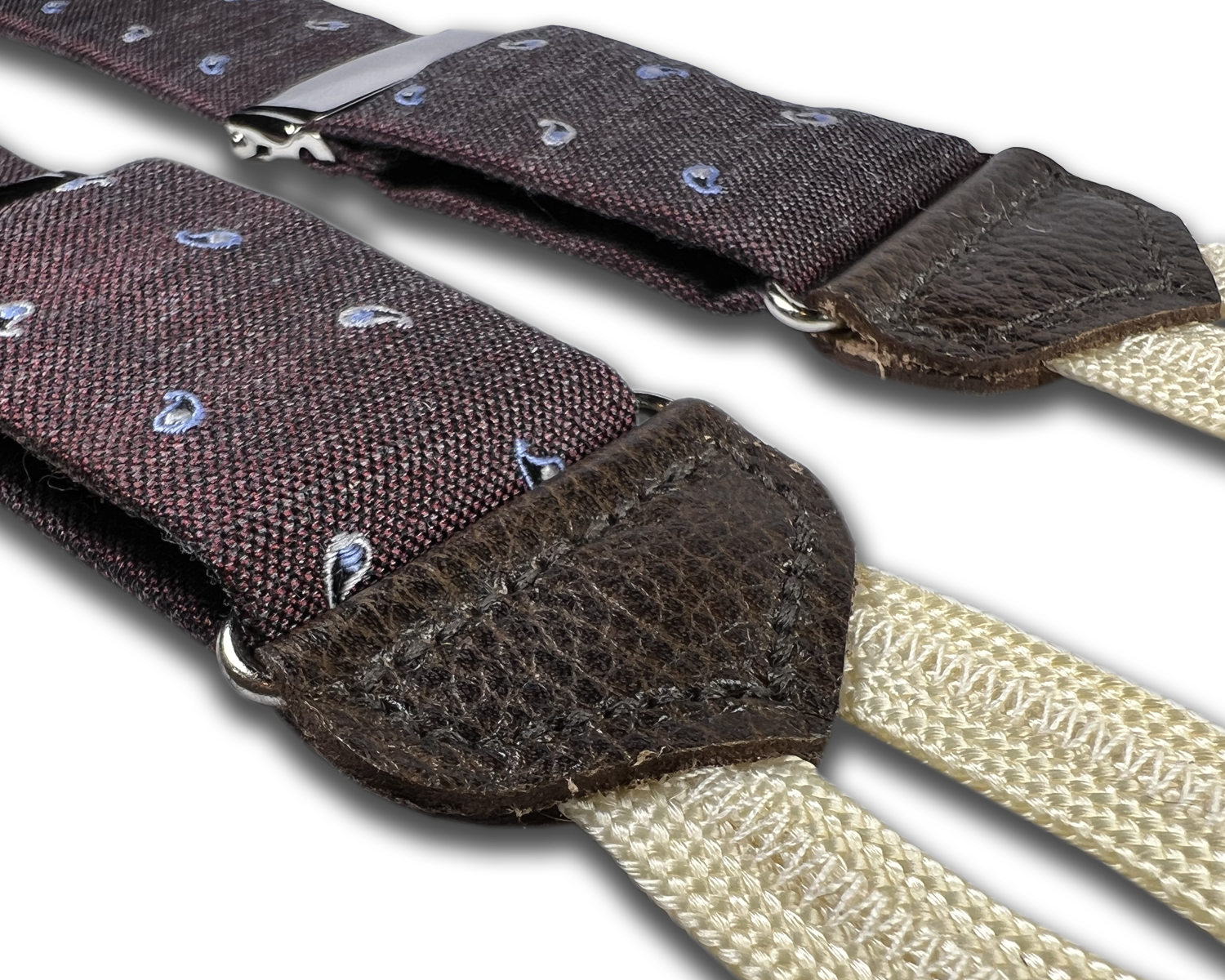 Limited Edition<br>Wadhams Paisley Spot Silk Suspenders - Maroon - KK & Jay Supply Co.