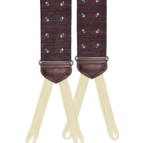 Limited Edition<br>Wadhams Paisley Spot Silk Suspenders - Maroon - KK & Jay Supply Co.